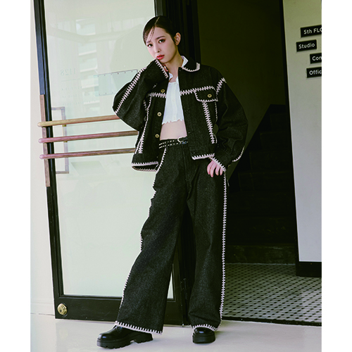 [超特急]Careless Monster×amok HAND KNITTING DENIM PANTS（BLACK）