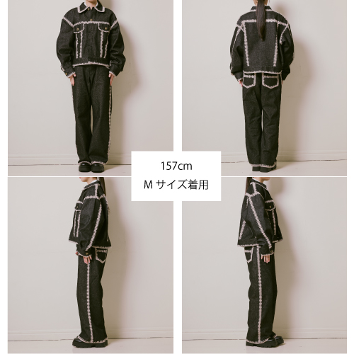 [超特急]Careless Monster×amok HAND KNITTING DENIM PANTS（BLACK）