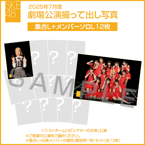 2025年7月度 劇場公演撮って出し写真 【12名公演】ソロ写真セット（集合L＋メンバーソロL12枚）