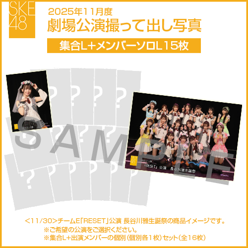 2025年11月度 劇場公演撮って出し写真 【15名公演】ソロ写真セット（集合L＋メンバーソロL15枚）