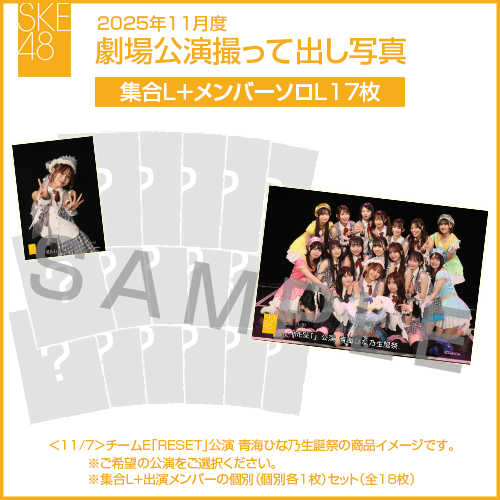 2025年11月度 劇場公演撮って出し写真 【17名公演】ソロ写真セット（集合L＋メンバーソロL17枚）