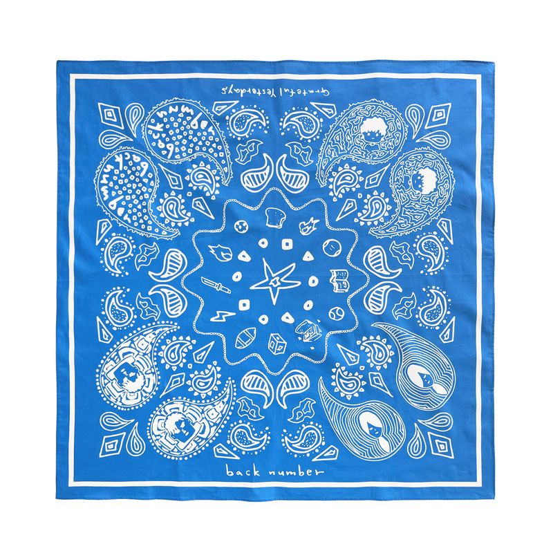 いよペイズリー大判バンダナ　BLU