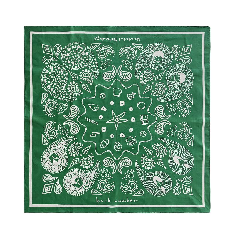 いよペイズリー大判バンダナ　GRN