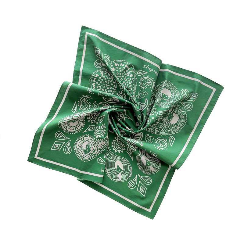 いよペイズリー大判バンダナ GRN