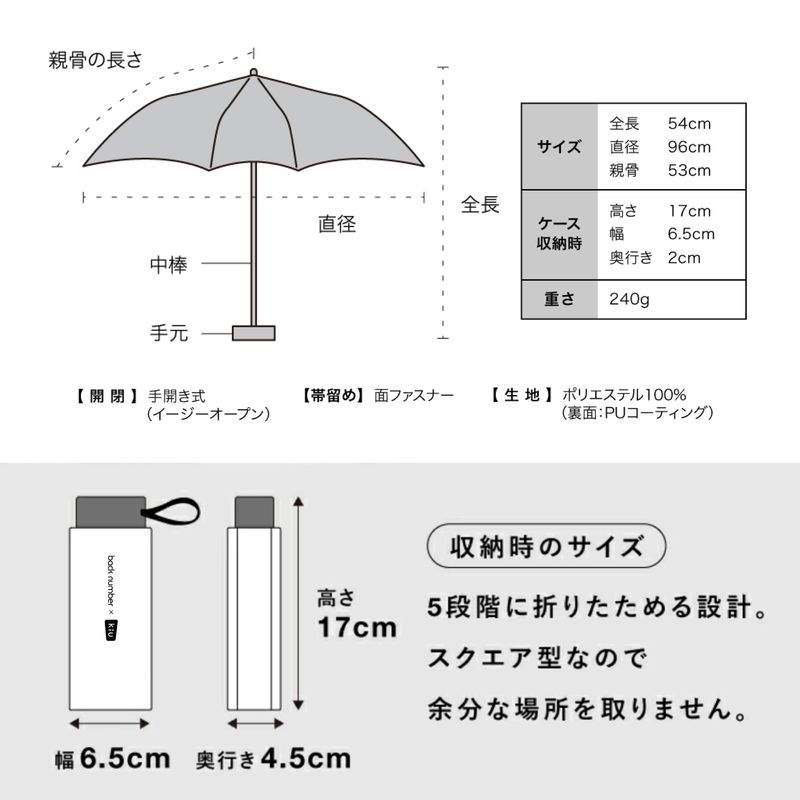 KiUコラボ  晴雨兼用 コンパクト折りたたみ傘 