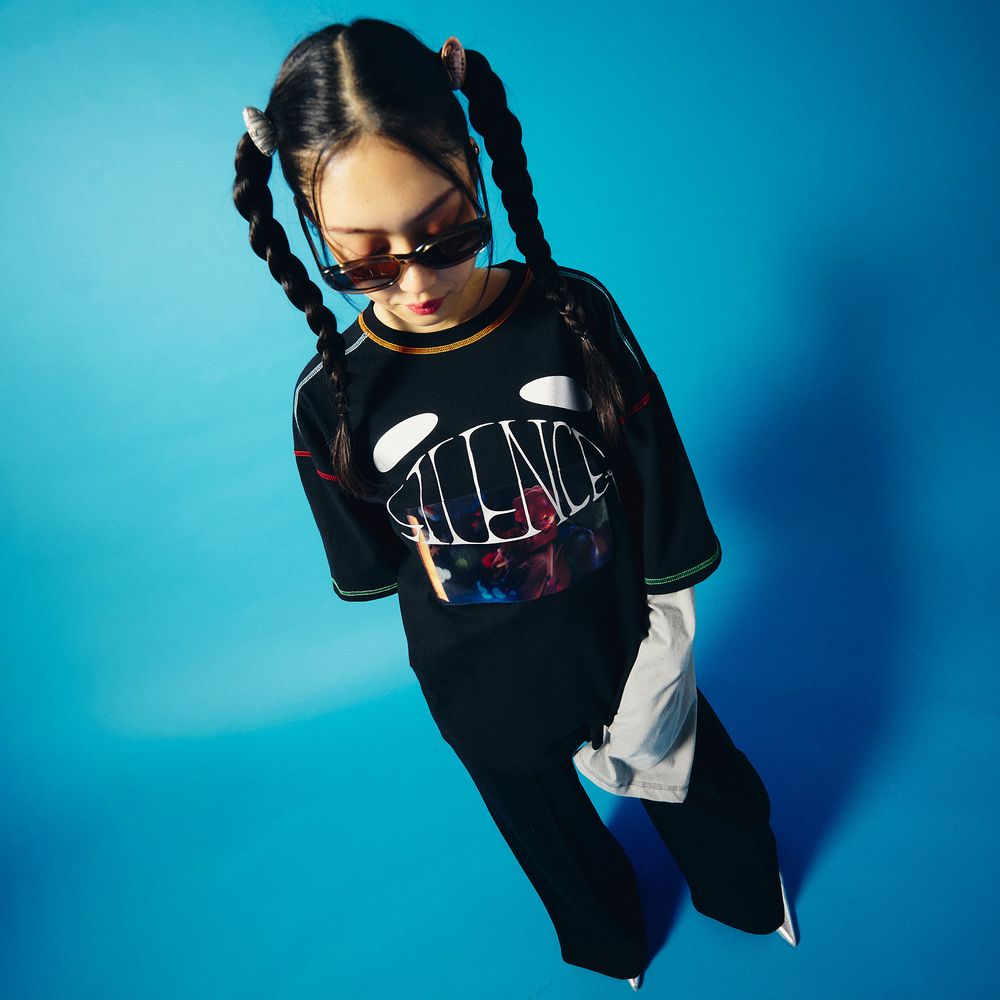 Logo Layered T-shirt "SILENCE"［Black］