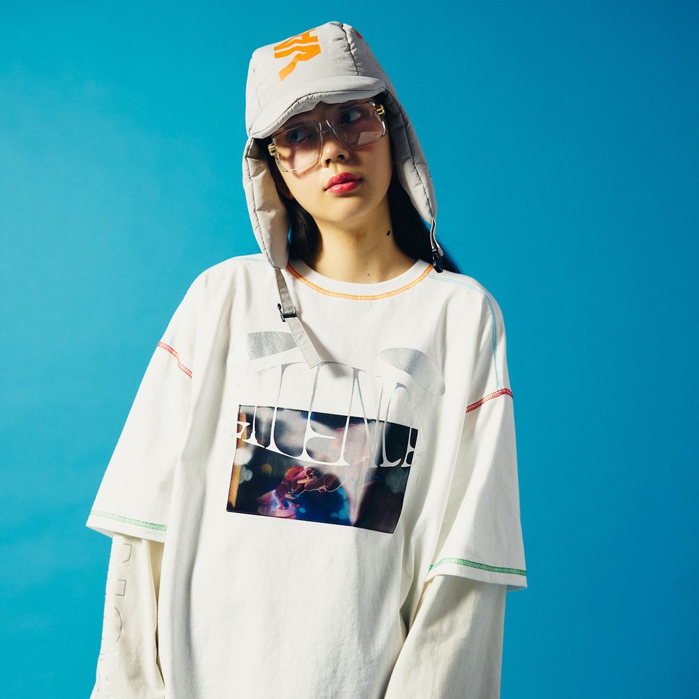 Logo Layered T-shirt "SILENCE"［White］