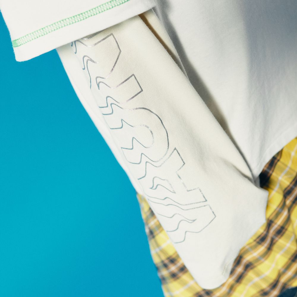 Logo Layered T-shirt "SILENCE"［White］