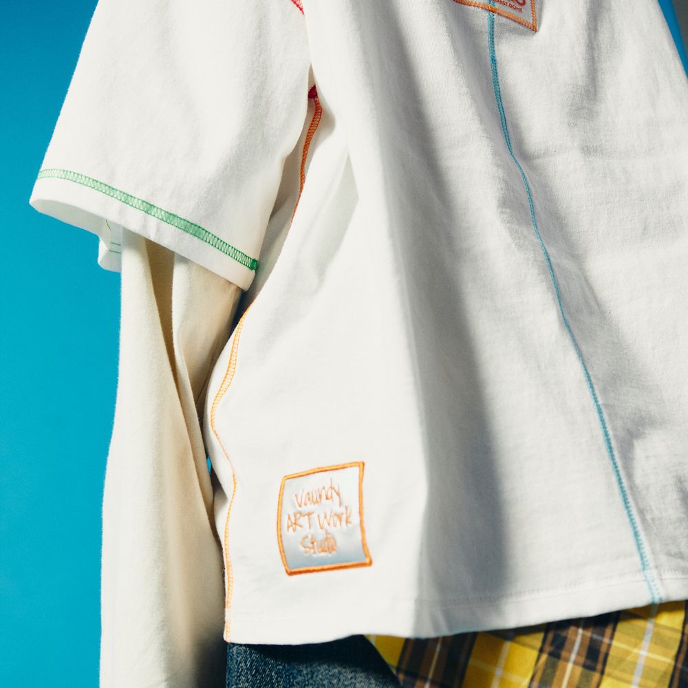 Logo Layered T-shirt "SILENCE"［White］