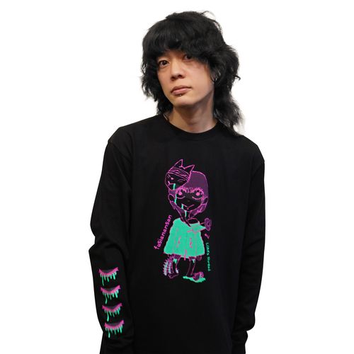 麻酔ちゃんと目目連のロンT(長谷川カオナシ画)