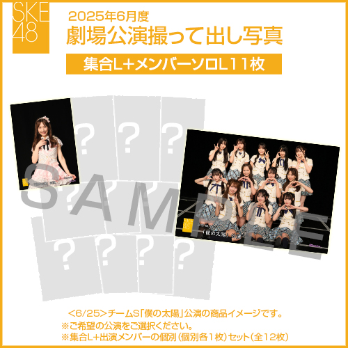 2025年6月度 劇場公演撮って出し写真 【11名公演】ソロ写真セット（集合L＋メンバーソロL11枚）