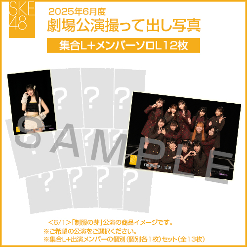 2025年6月度 劇場公演撮って出し写真 【12名公演】ソロ写真セット（集合L＋メンバーソロL12枚）