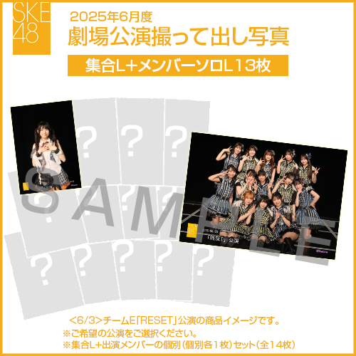 2025年6月度 劇場公演撮って出し写真 【13名公演】ソロ写真セット（集合L＋メンバーソロL13枚）