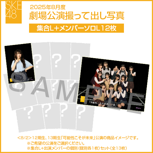 2025年8月度 劇場公演撮って出し写真 【12名公演】ソロ写真セット（集合L＋メンバーソロL12枚）