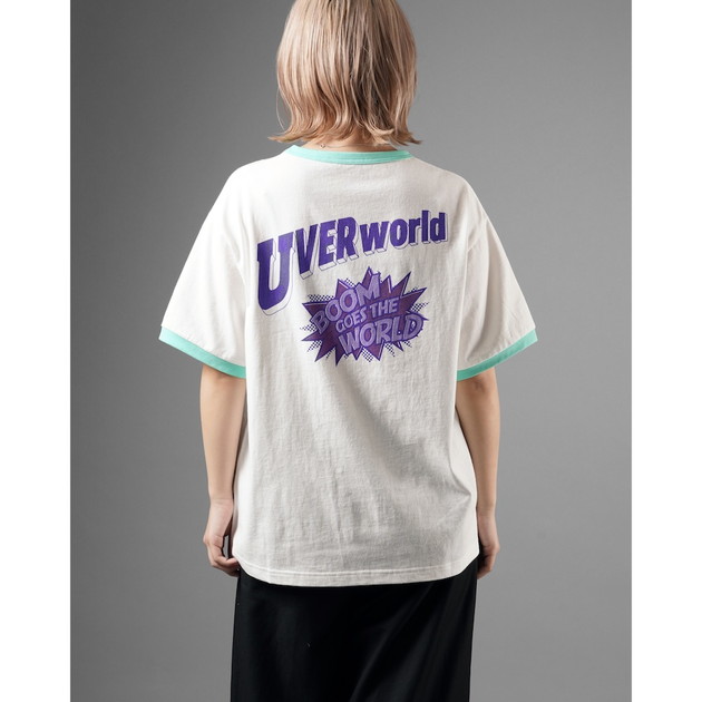 UVERworld×SAINT Mxxxxxx RINGER T-SHIRT（ホワイト×ターコイズ）