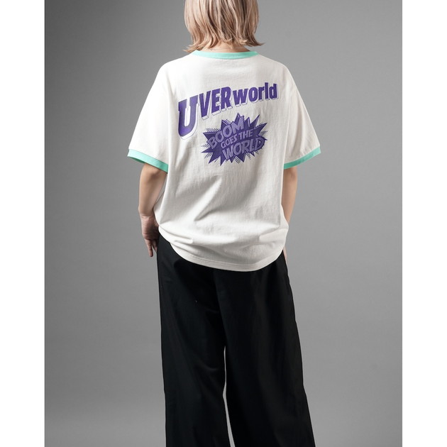 UVERworld×SAINT Mxxxxxx RINGER T-SHIRT（ホワイト×ターコイズ）