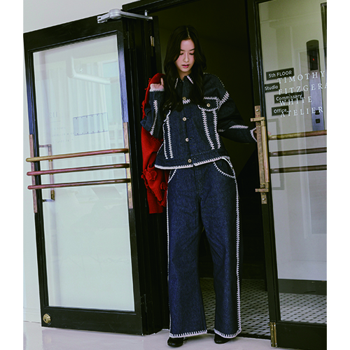 [超特急]Careless Monster×amok HAND KNITTING DENIM PANTS（INDIGO）