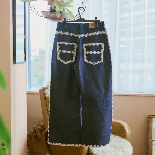 [超特急]Careless Monster×amok HAND KNITTING DENIM PANTS（INDIGO）