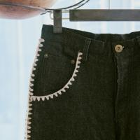 [超特急]Careless Monster×amok HAND KNITTING DENIM PANTS（BLACK）
