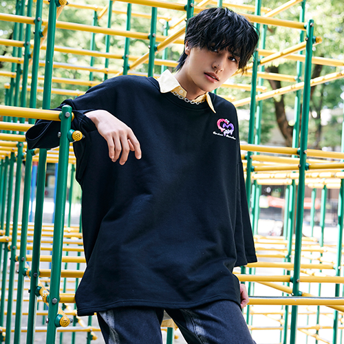  Careless Monster Short Sleeve Sweat (Black)
