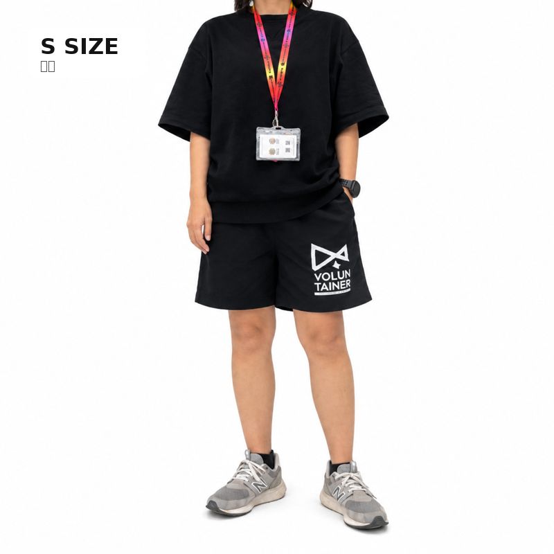 【VOLUNTAINER】ロゴ入りハーフパンツ（ブラック）
