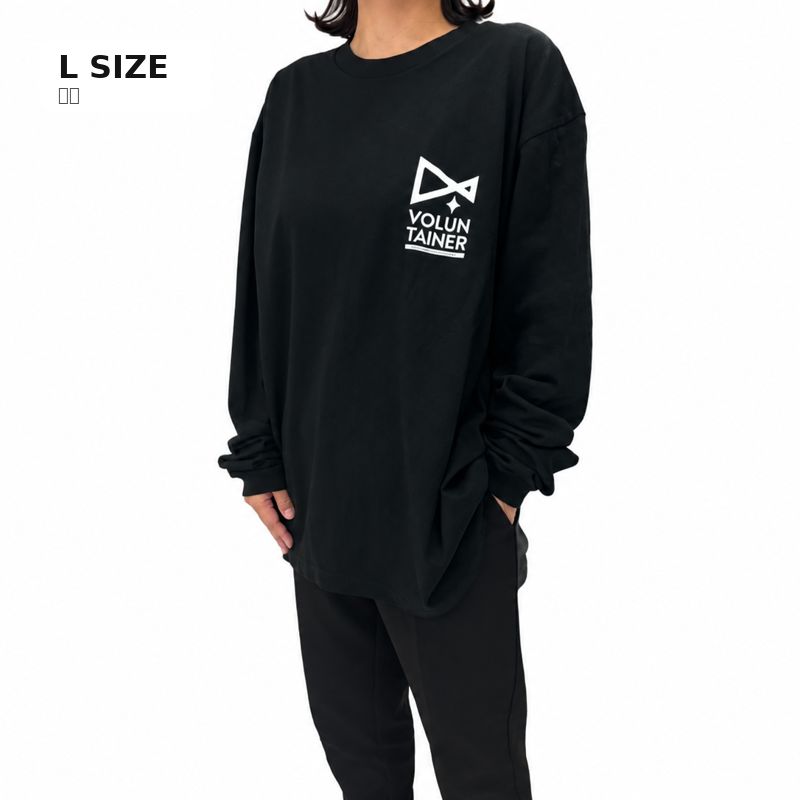 【VOLUNTAINER】ロゴ入りロングTシャツ（ブラック）