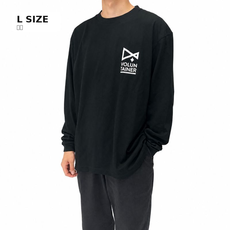 【VOLUNTAINER】ロゴ入りロングTシャツ（ブラック）