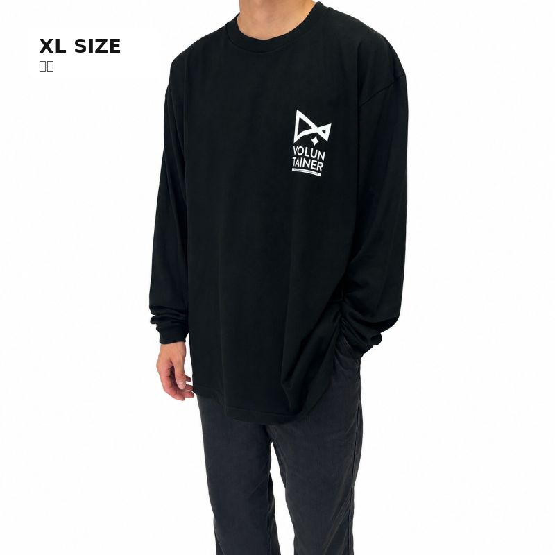 【VOLUNTAINER】ロゴ入りロングTシャツ（ブラック）