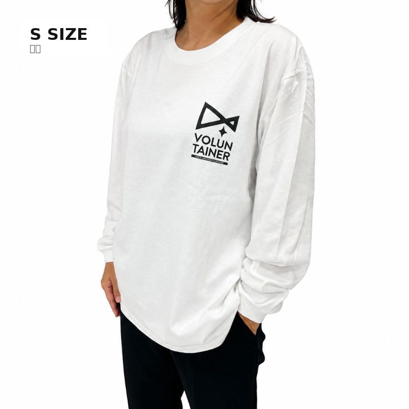 【VOLUNTAINER】ロゴ入りロングTシャツ（ホワイト）