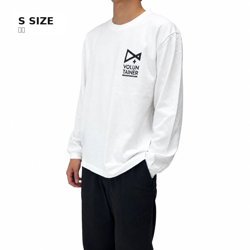 【VOLUNTAINER】ロゴ入りロングTシャツ（ホワイト）