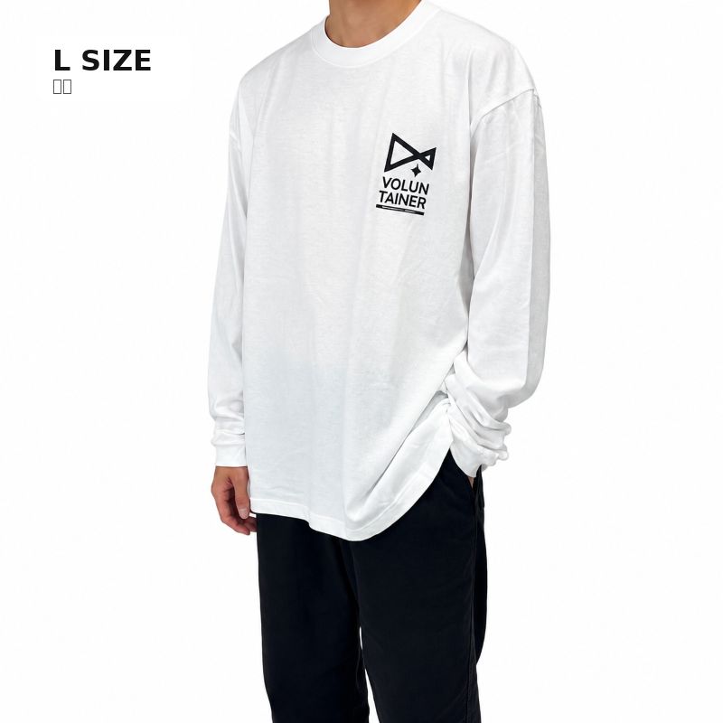 【VOLUNTAINER】ロゴ入りロングTシャツ（ホワイト）