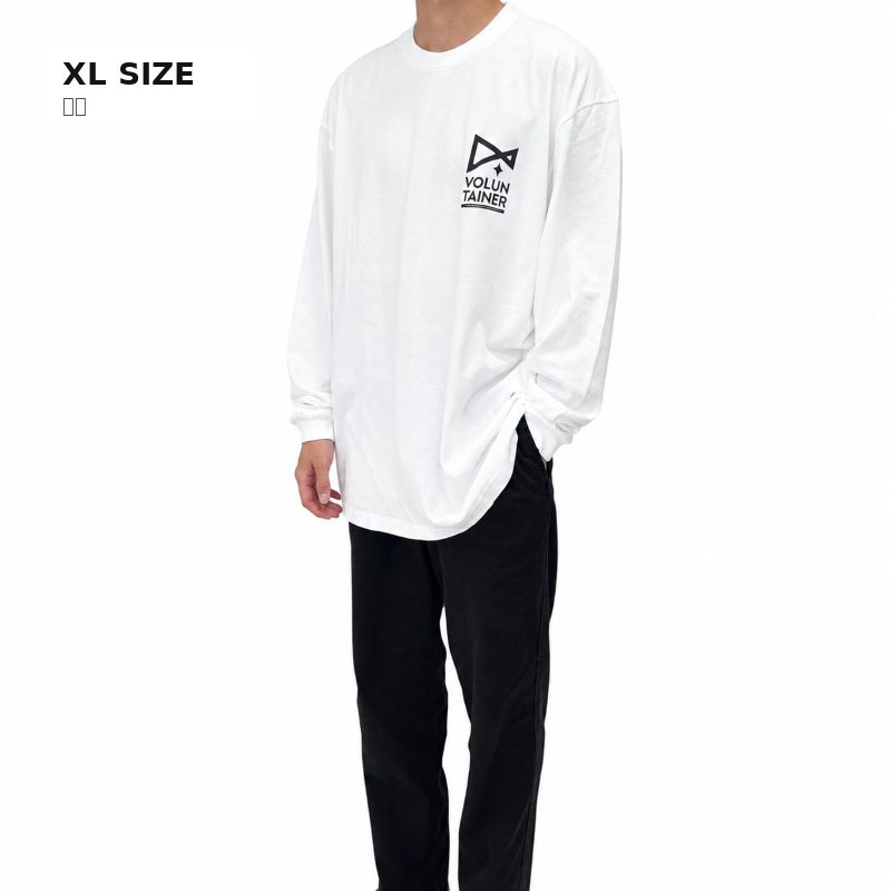 【VOLUNTAINER】ロゴ入りロングTシャツ（ホワイト）