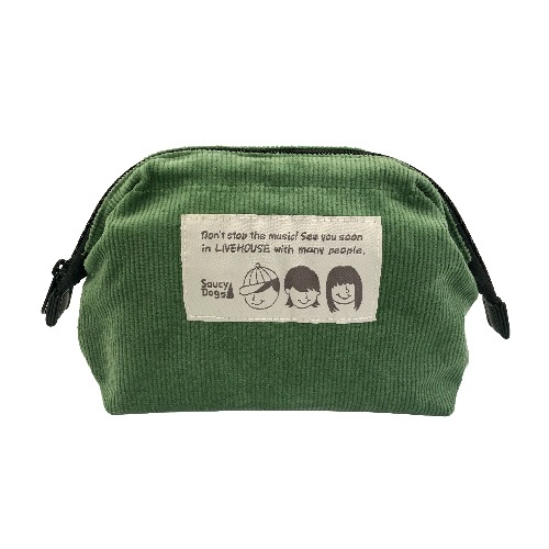 コーデュロイデザインポーチ/リーフグリーン