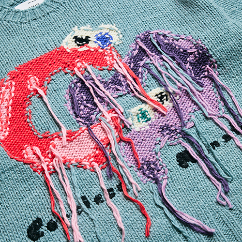 Careless Monster×amok knit (Blue)