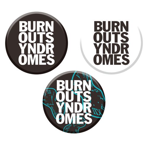 【BURNOUT SYNDROMES】ロゴ缶バッヂ WHITE×BLACK