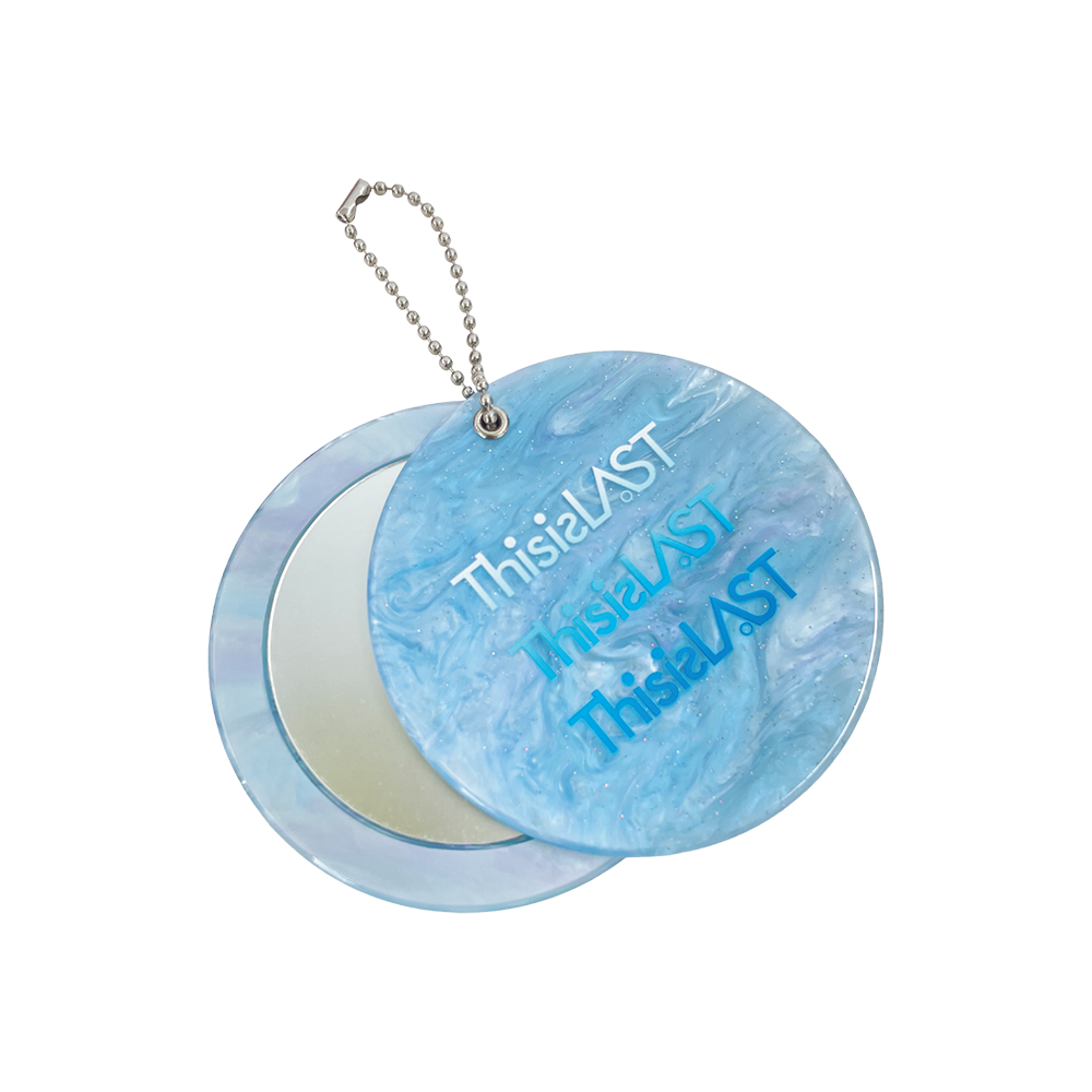 ロゴミラーキーホルダー [ラメオーロラブルー]