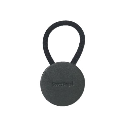 ロゴ入りレザー風ヘアゴム/ダークネイビー