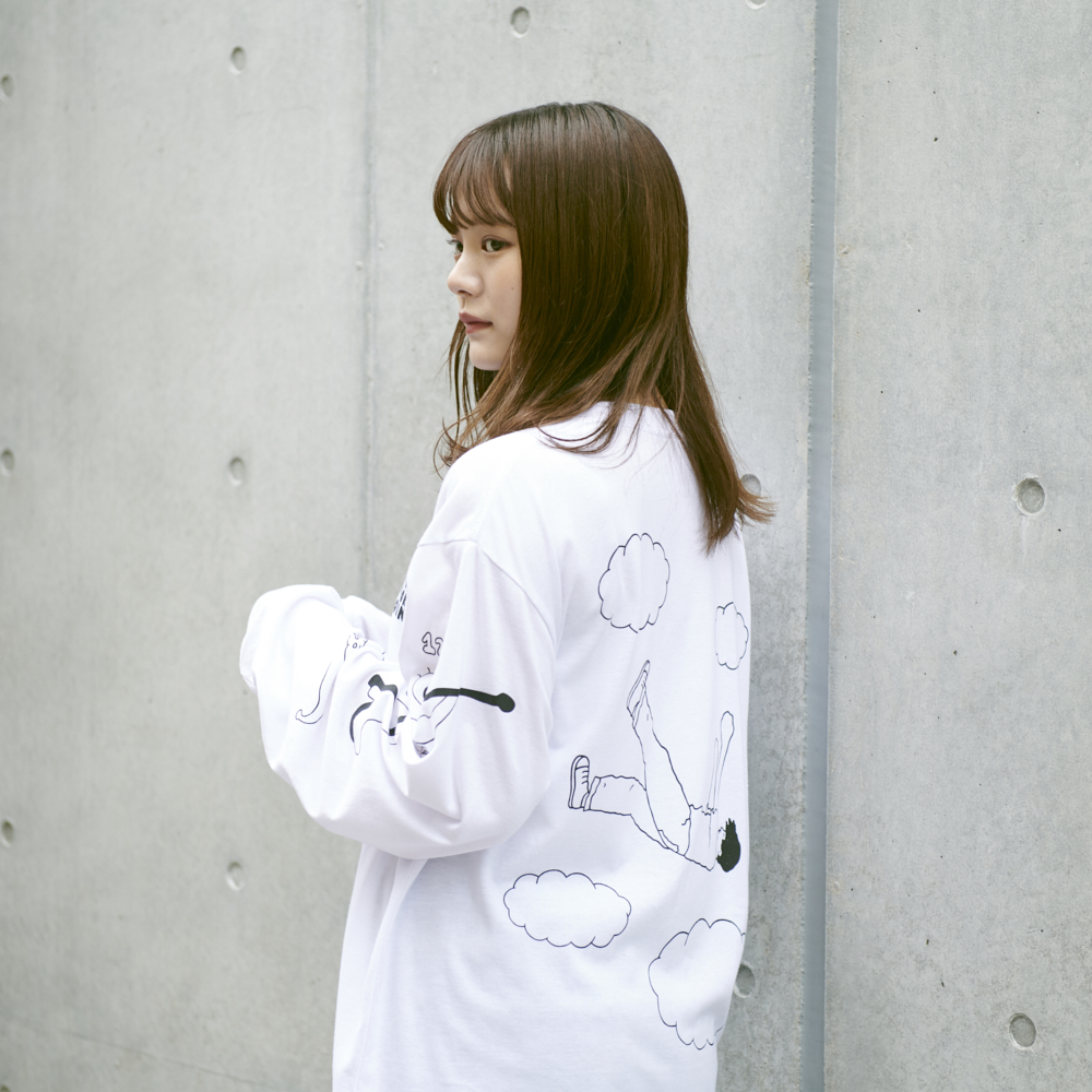 Long Sleeve T-Shirts・Fukakouryoku [White]