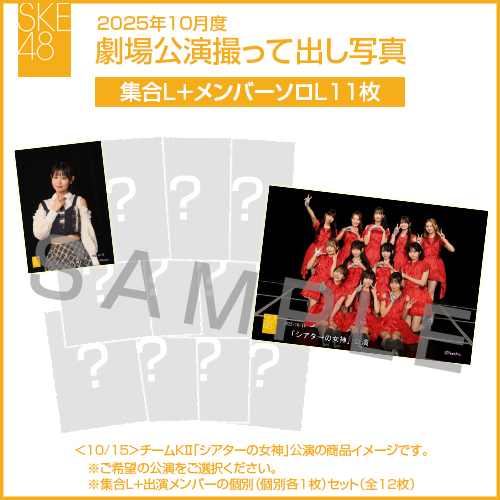 2025年10月度 劇場公演撮って出し写真 【11名公演】ソロ写真セット（集合L＋メンバーソロL11枚）