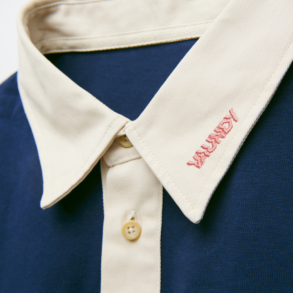 【Limited】Long Sleeve Polo Shirts [Navy x Charcoal]