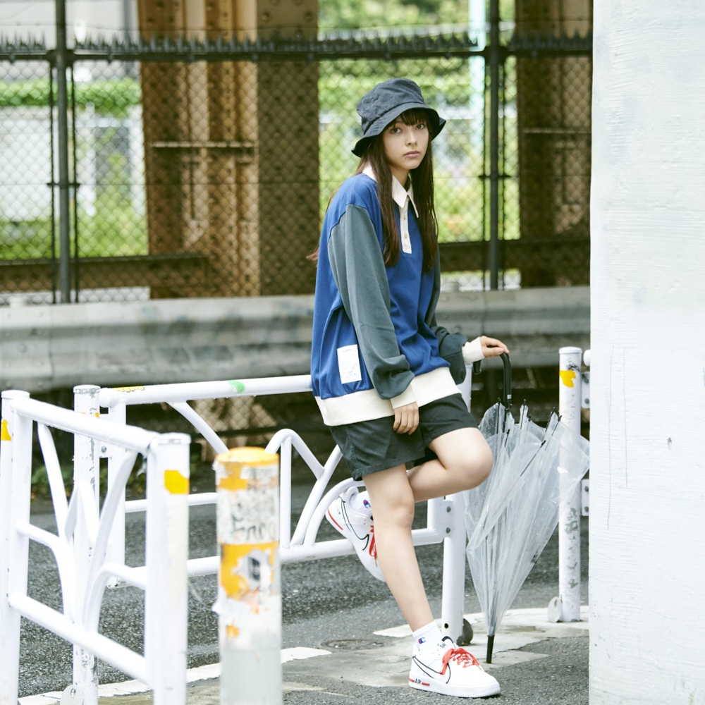 【Limited】Long Sleeve Polo Shirts [Navy x Charcoal]