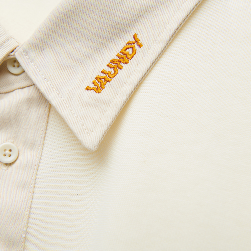 【Limited】Long Sleeve Polo Shirts [Natural x Blue Gray]