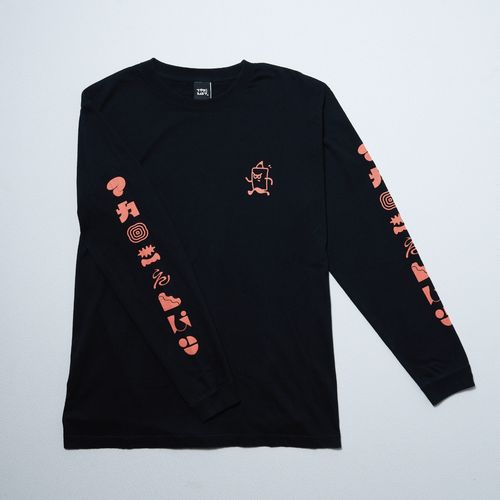 きゃわタイポロングTシャツ/ブラック