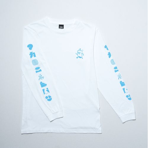 きゃわタイポロングTシャツ/ホワイトブルー