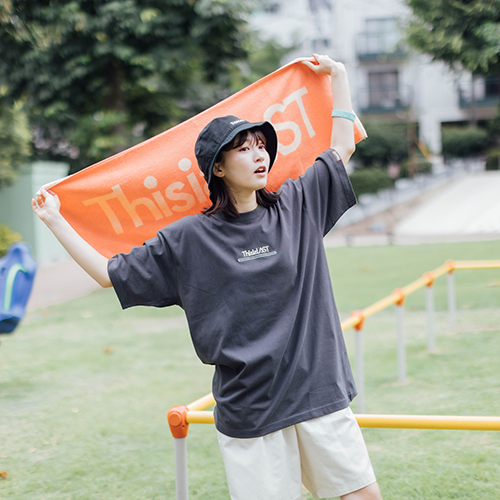 ロゴジャガードタオル [オレンジ×クリーム]