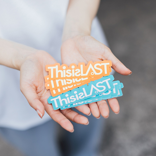 ロゴステッカー [ターコイズグリーン×ライトピンク]