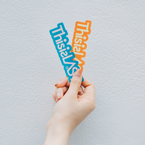 ロゴステッカー [ターコイズグリーン×ライトピンク]