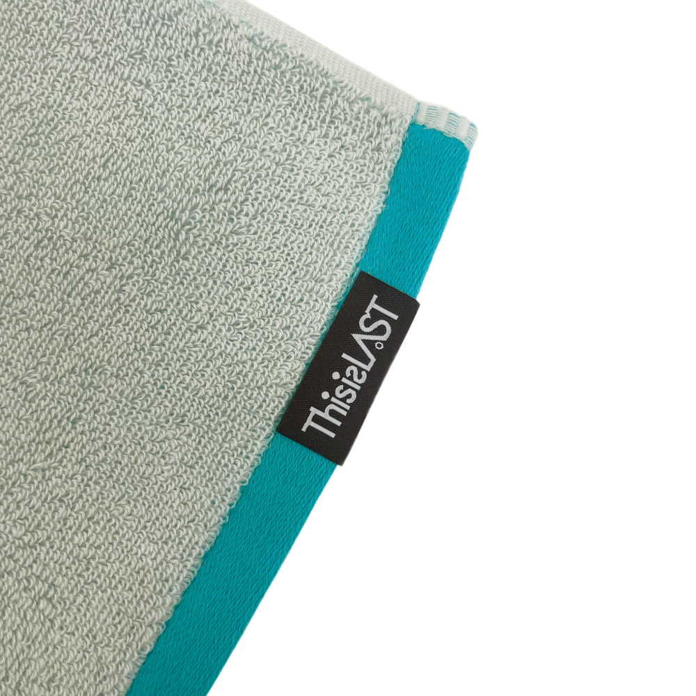 ロゴジャガードタオル [ライトグレー×アクアグリーン]