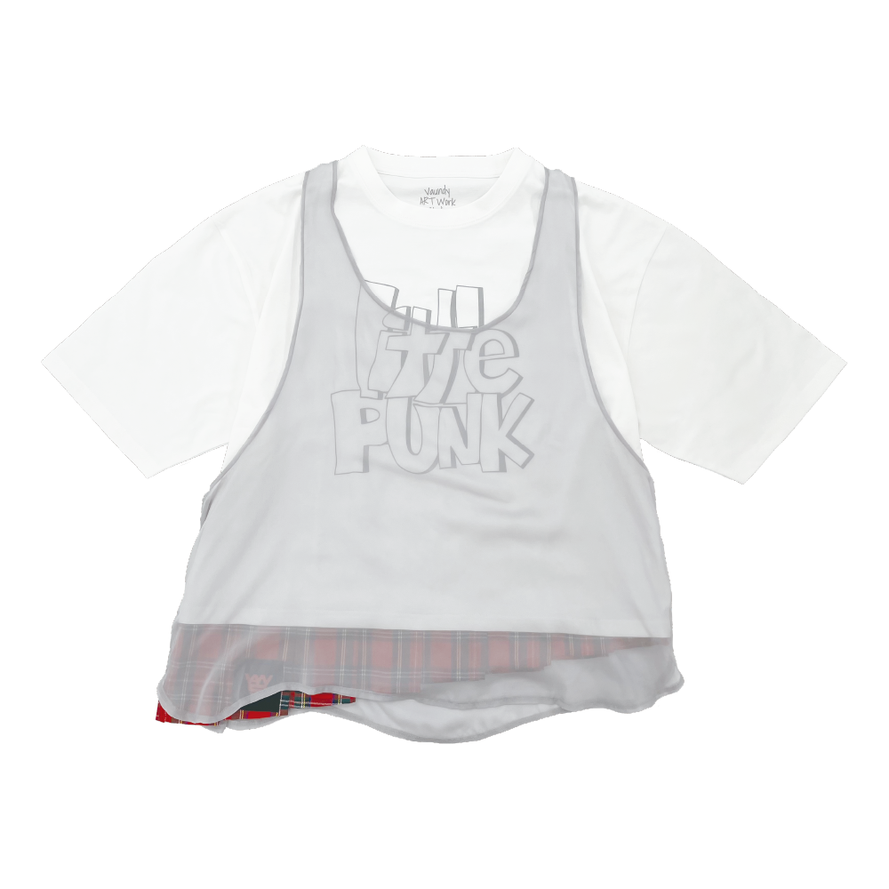 Layered T-shirt "little punk" [White]