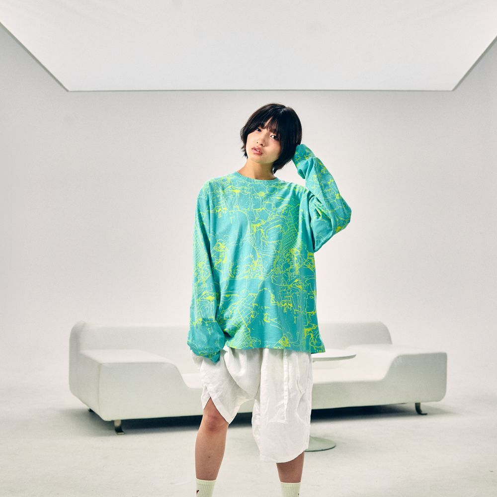 【VAWS ONLINE limited】Graffiti Long Sleeve T-Shirt [Green]